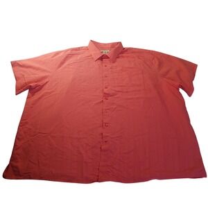 Island Passport Mens Button Down Shirt 4XL Coral Textured Short Sleeve